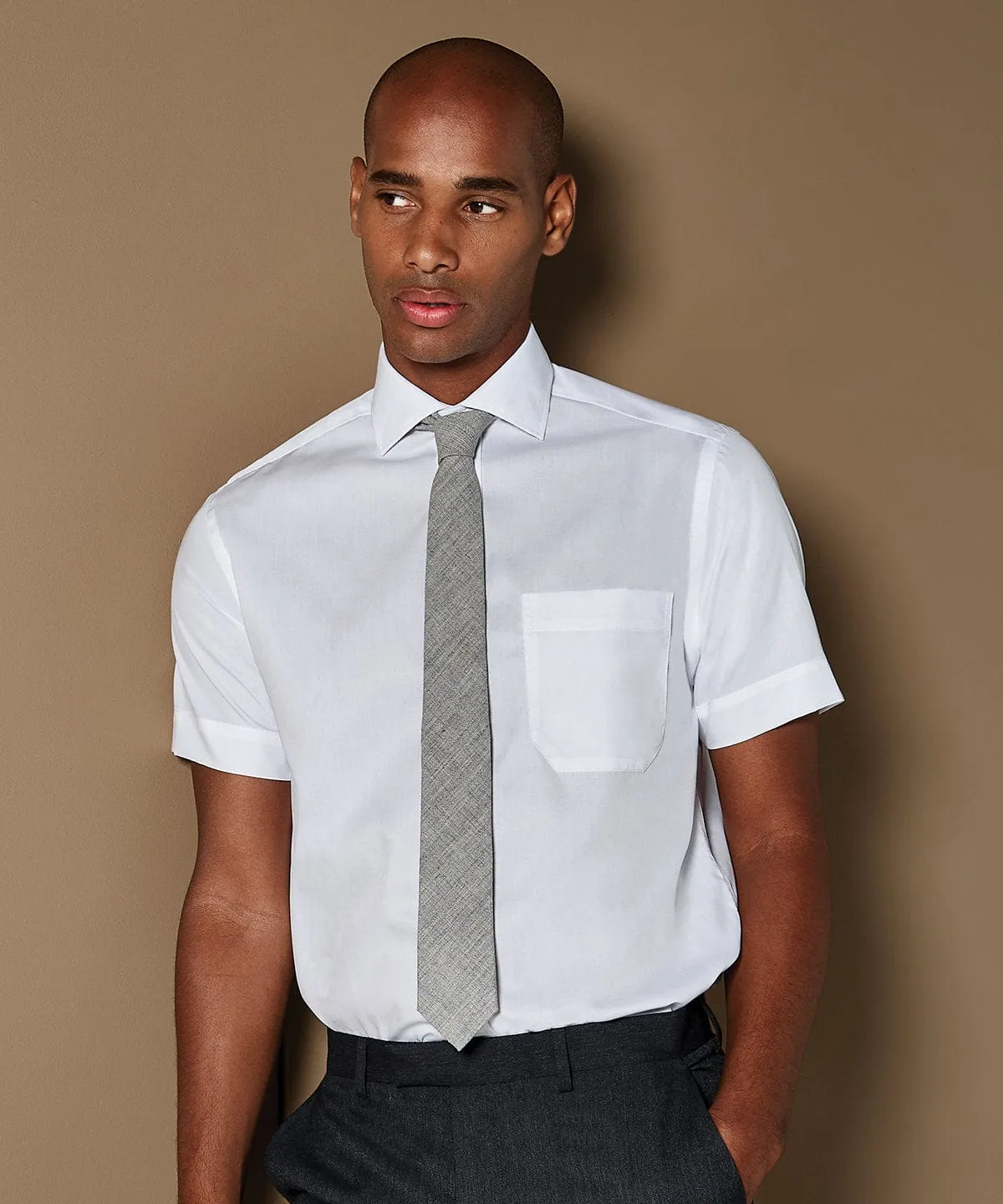 Premium non-iron corporate shirt short-sleeved (classic fit) | White