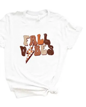 Retro Fall Vibes Wavy Short Sleeve Graphic Tee | White