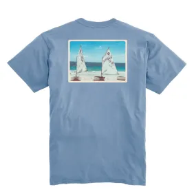 Sail Boat Postcard Tee - Washed Blue