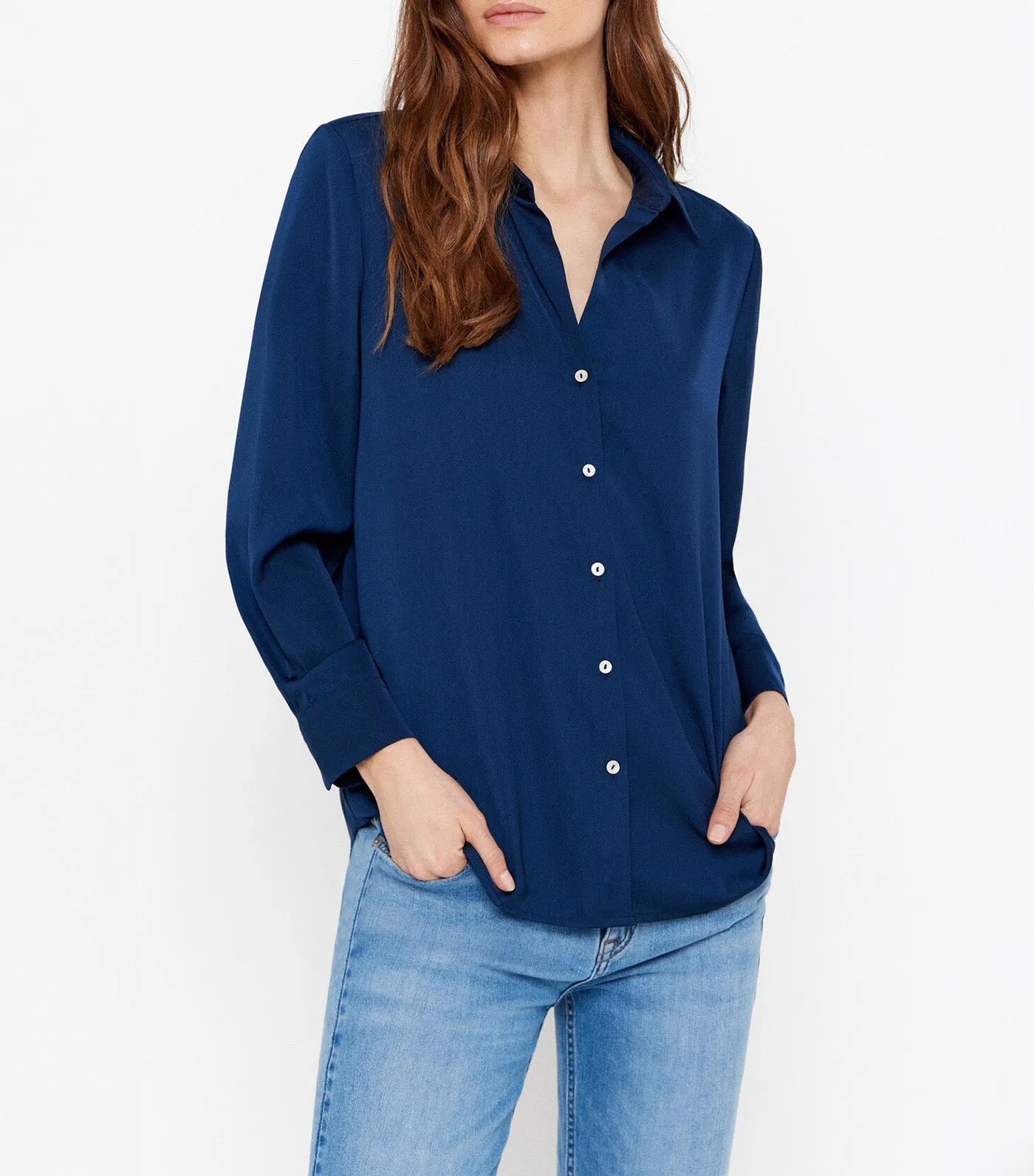 Satin Shirt Navy