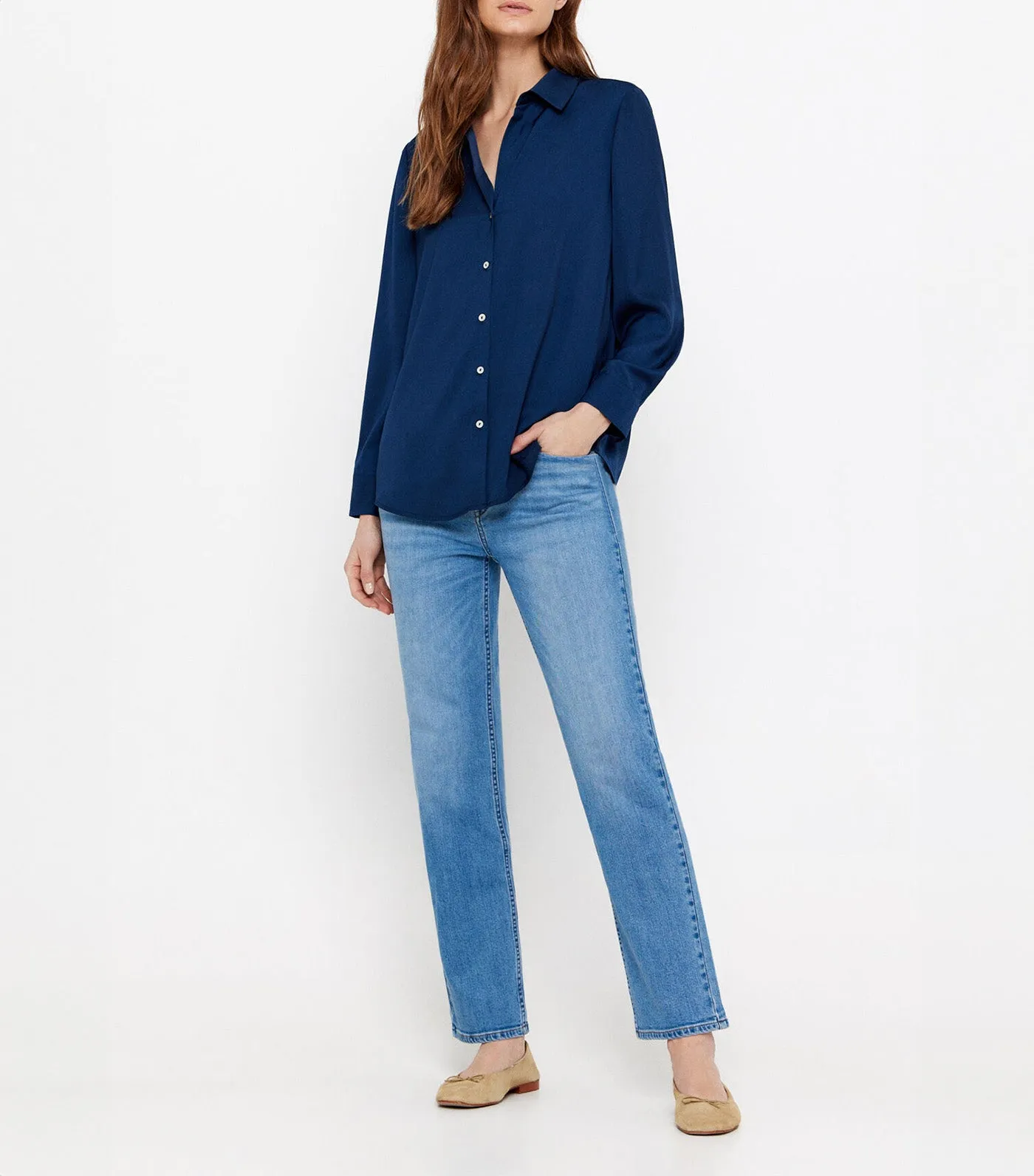 Satin Shirt Navy