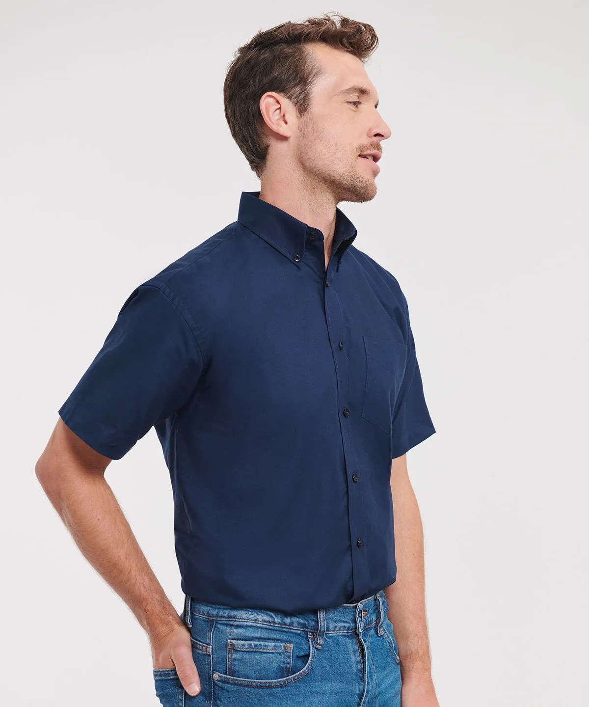 Short sleeve easycare Oxford shirt | Bright Royal