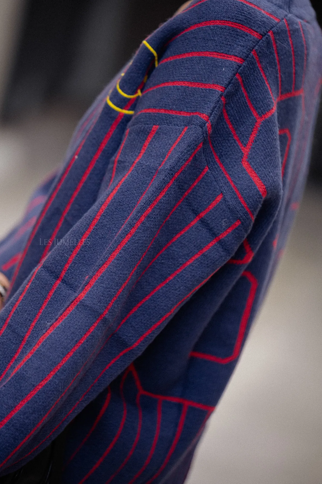 Smiley cardigan navy/red stripes