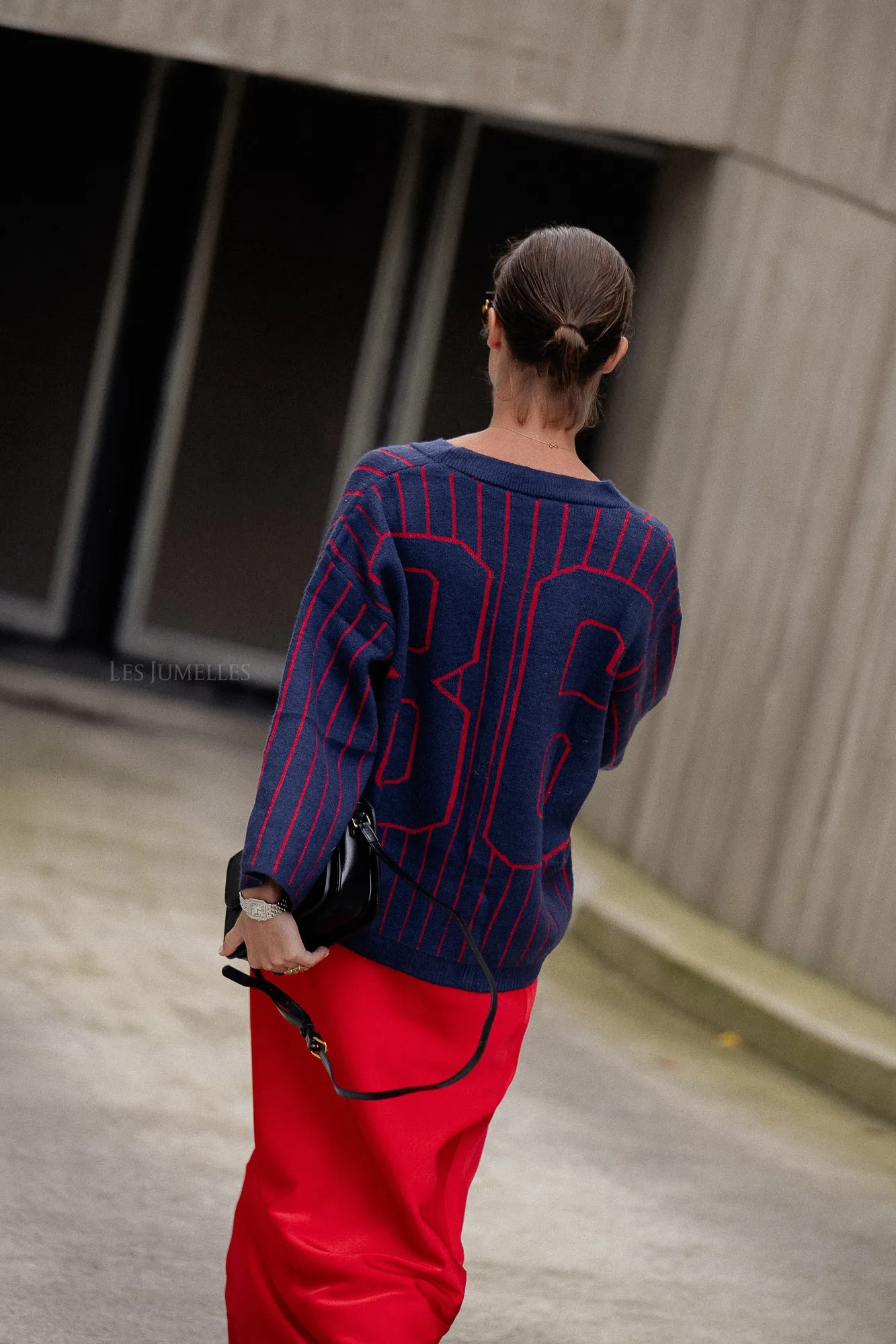 Smiley cardigan navy/red stripes