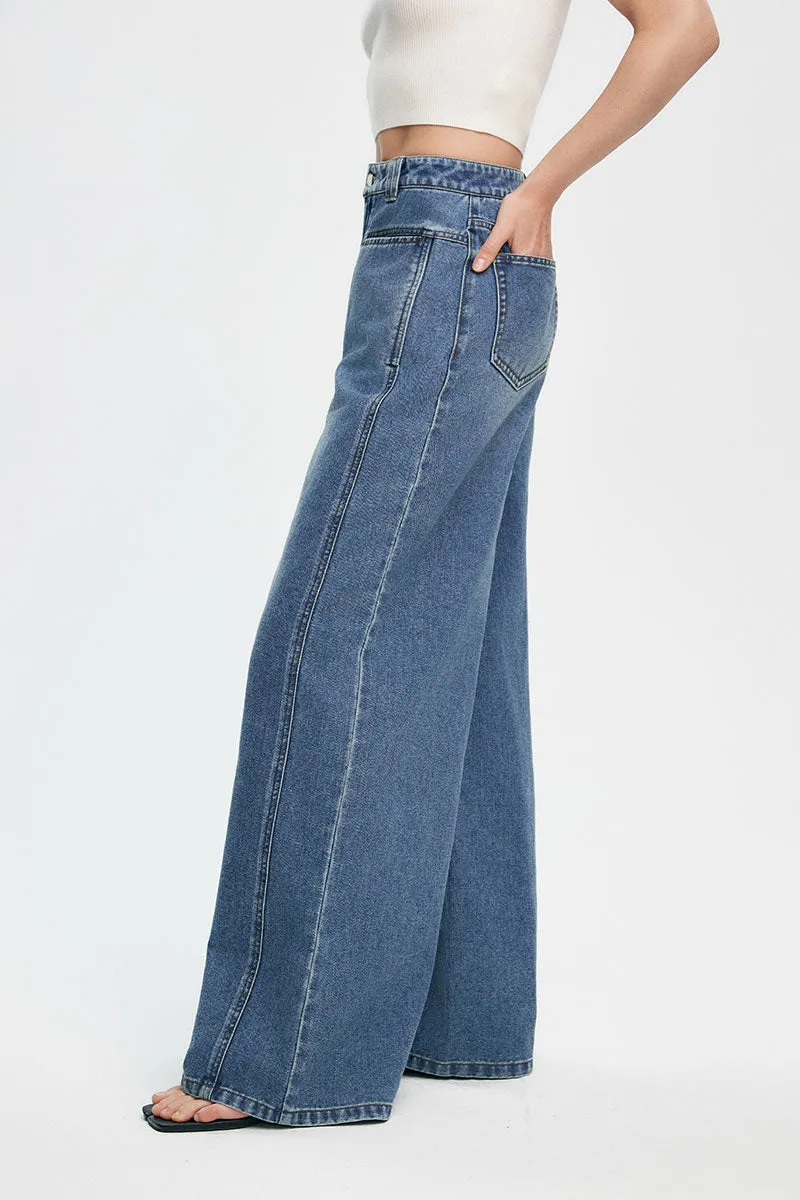 Super Baggy High-Waisted Wide-Leg Denim Jeans in Light Wash