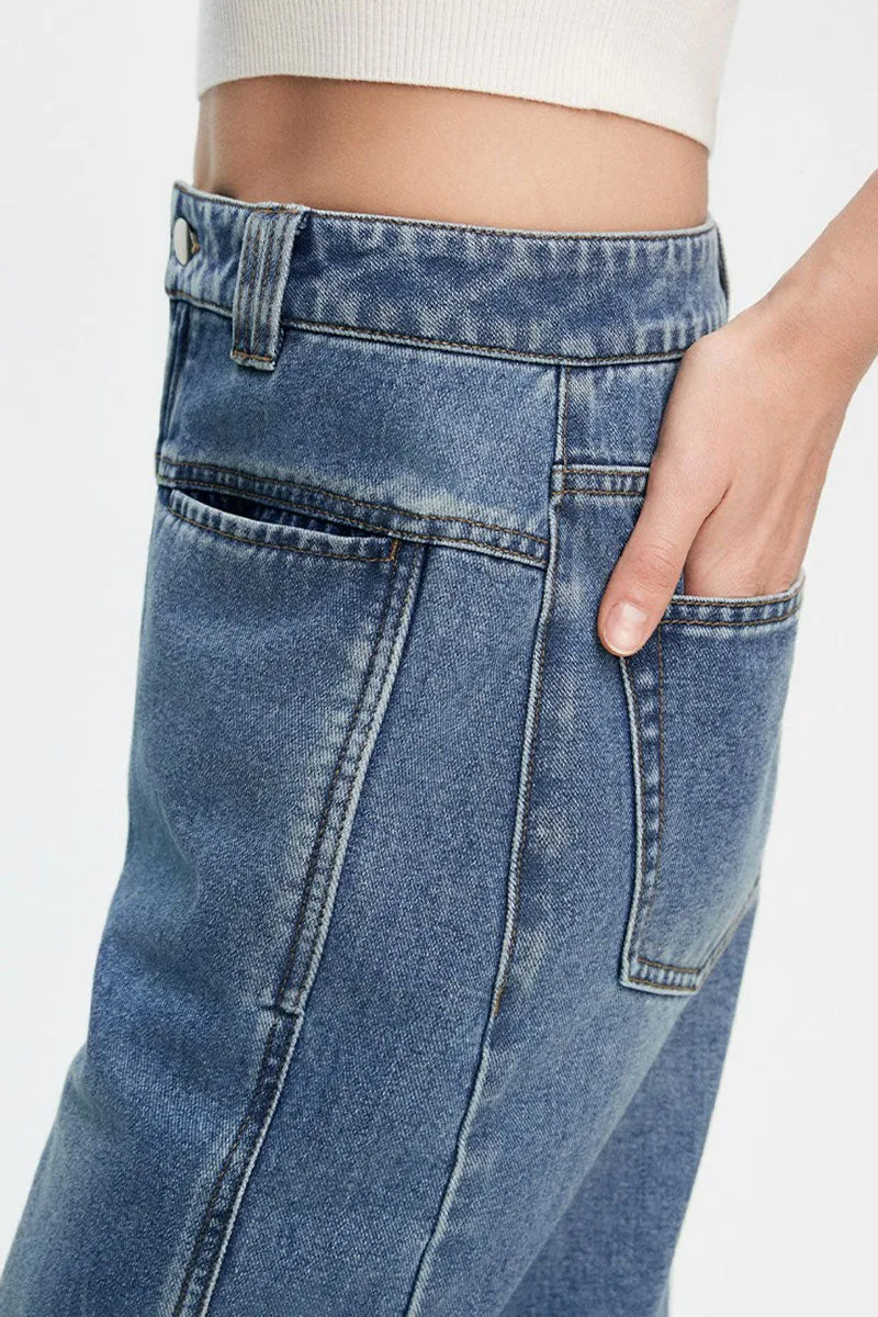 Super Baggy High-Waisted Wide-Leg Denim Jeans in Light Wash