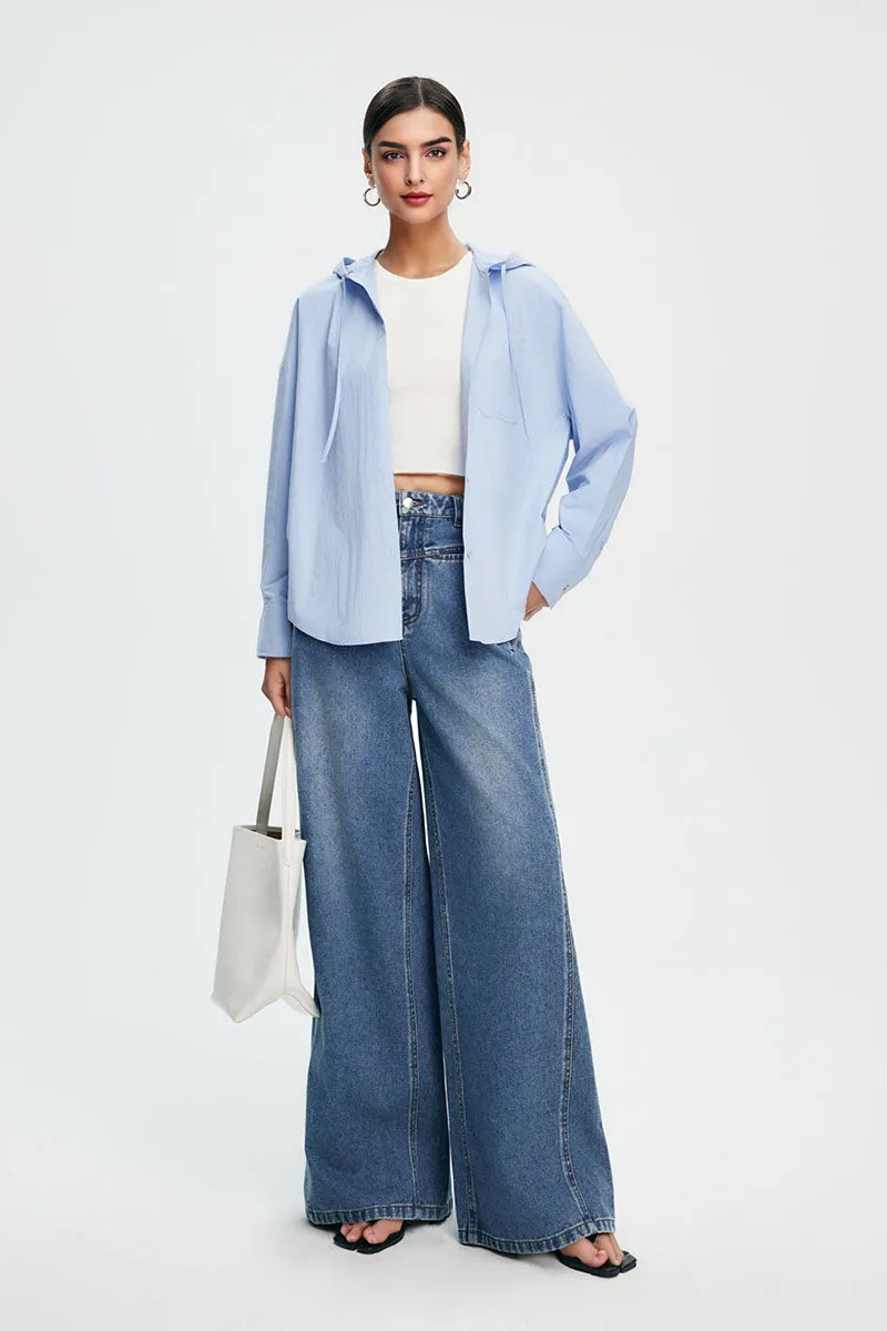 Super Baggy High-Waisted Wide-Leg Denim Jeans in Light Wash