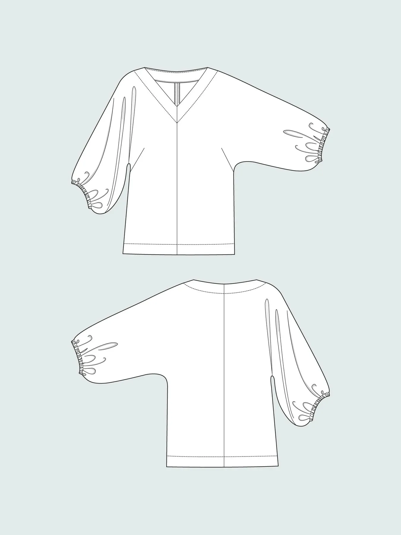 The ASSEMBLY LINE • V-Neck Cuff Top Sewing Pattern (XL - 3XL)