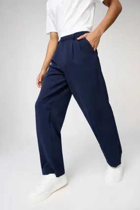 Twilight Blue Men's Pleated Korean Pants