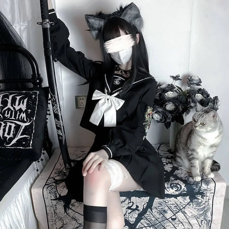 [Vine Flower] Dark bad girl uniform set