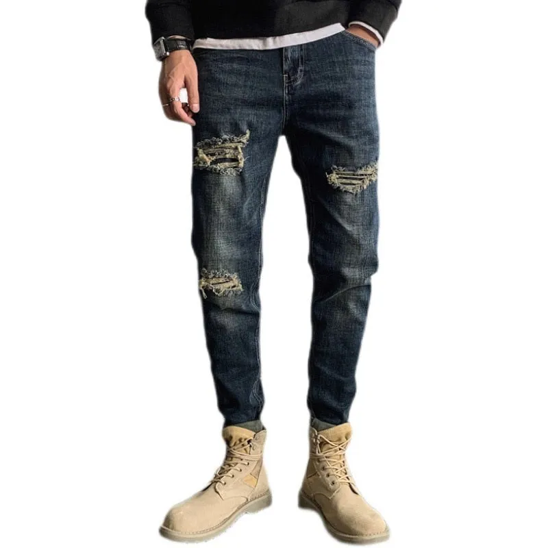 West Louis™ Fashion Straight Hole Beggar Designer Jeans