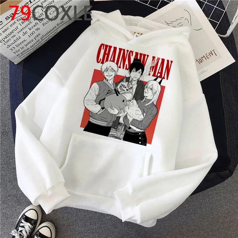 White Graphic Hoodies Set-2 Chainsaw Man (Variants Available)