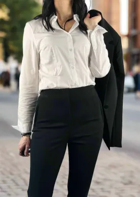 WHITE LONG SLEEVE BUTTON-UP TOP