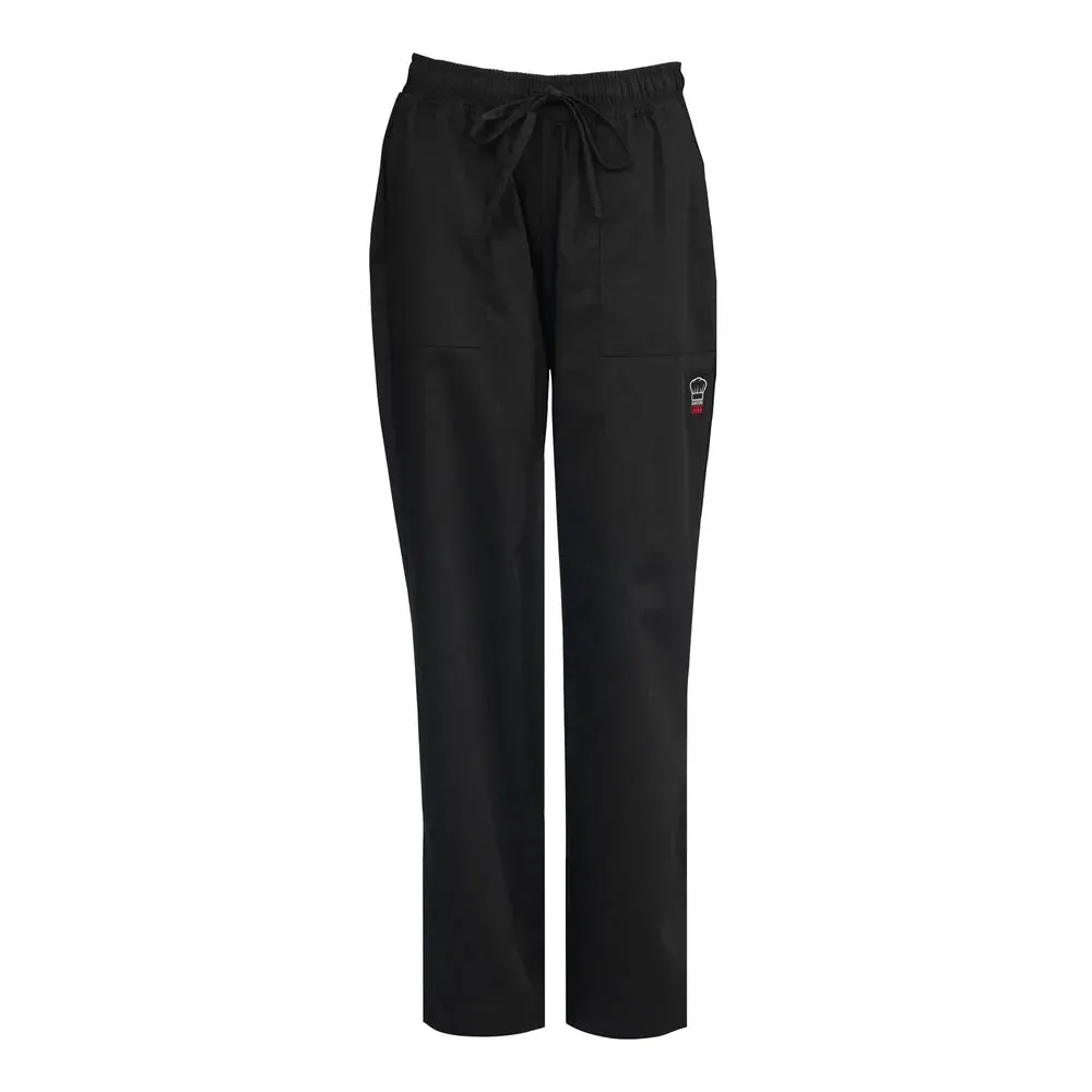 Winco UNF-8KM Women's Pants, Drawstring Black, M