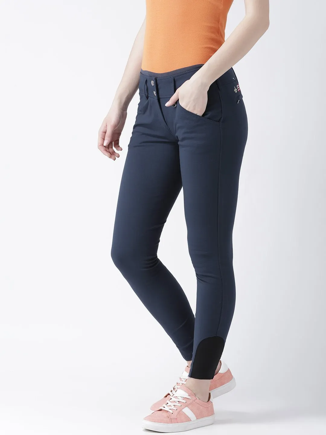 Women Navy Blue Slim Fit Trouser