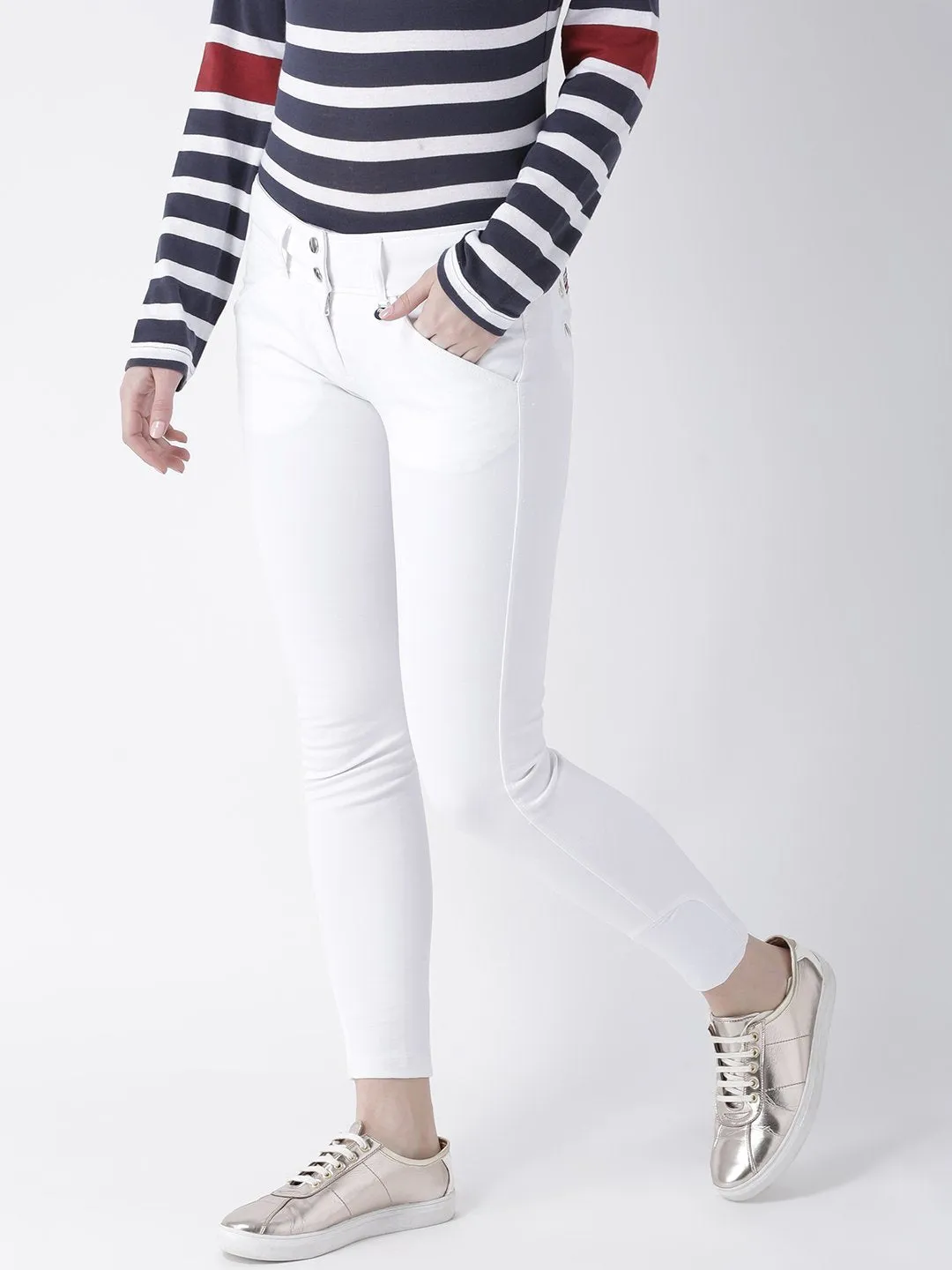 Women White Slim Fit Trouser