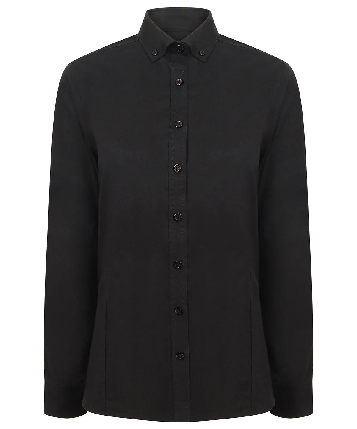 Womens modern long sleeve Oxford shirt | Black