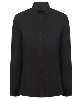 Womens modern long sleeve Oxford shirt | Black