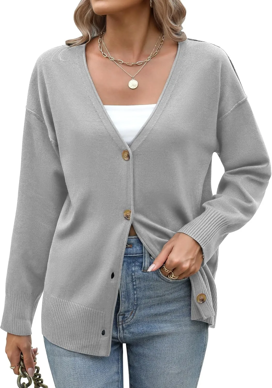 Zeagoo Women's Oversized Button Sweaters Open Front Cardigans